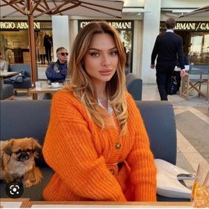 Orange Zara Cardigan w Brown Buttons